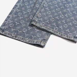 Concert Outfit Jacquard Baggy Denim Jeans