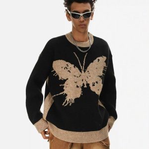 Concert Outfit Jacquard Butterfly Sweater