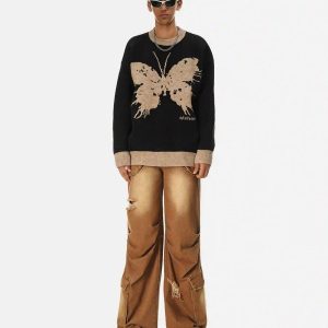 Concert Outfit Jacquard Butterfly Sweater
