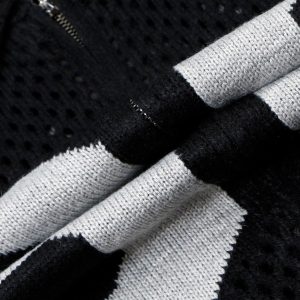 Concert Outfit Jacquard Mesh Knit Zipper Polo Sweater