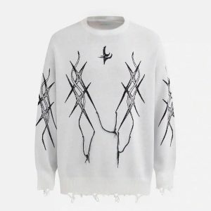 Concert Outfit Jacquard Thorns Tassel Sweater