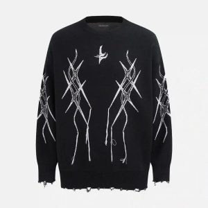 Concert Outfit Jacquard Thorns Tassel Sweater