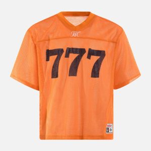 Concert Outfit Jersey Letter Print Quick Dry V-Neck T-Shirt