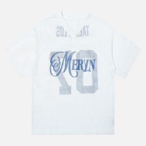 Concert Outfit Jersey Mesh Blouse Hollow T-Shirt