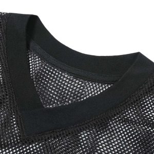 Concert Outfit Jersey Mesh Blouse Hollow T-Shirt