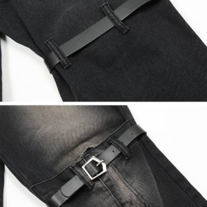 Concert Outfit Knee Belt Loose Jeans