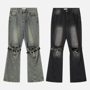 Concert Outfit Knee Belt Loose Jeans