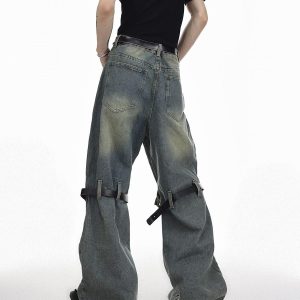 Concert Outfit Knee Belt Loose Jeans