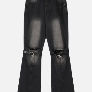 Concert Outfit Knee Belt Loose Jeans