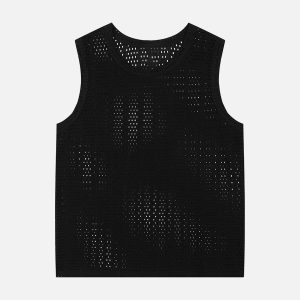Concert Outfit Knitted Hollow Mesh Vest