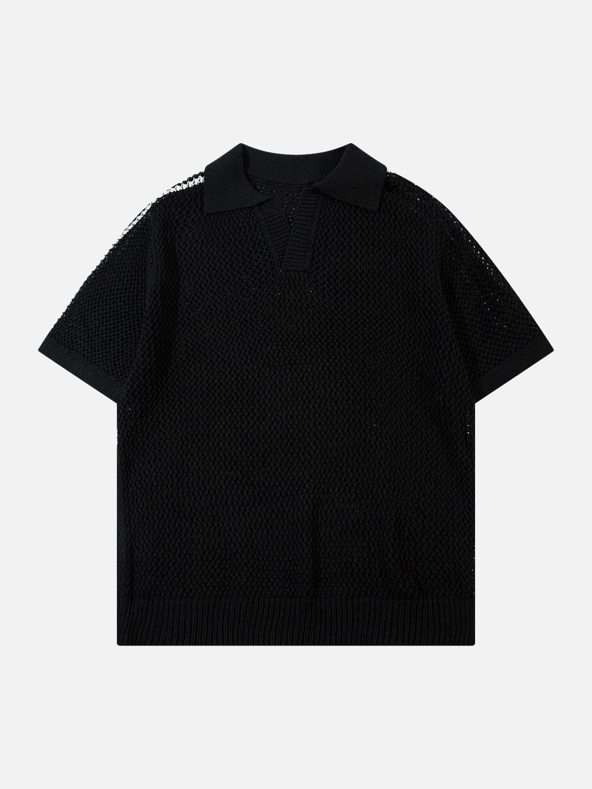 Concert Outfit Knitted Short Sleeve Polo Sweater Concert Outfit Knitted Short Sleeve Polo Sweater