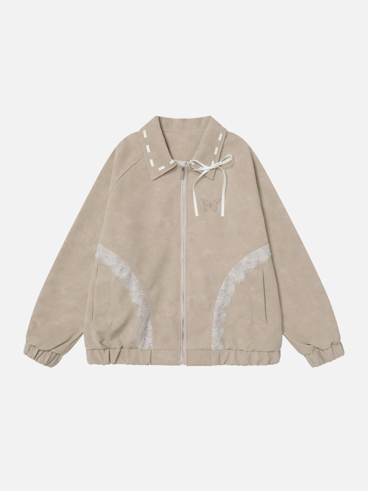 Concert Outfit Lace Patchwork Faux Leather Jacket Concert Outfit Lace Patchwork Faux Leather Jacket