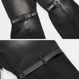 Concert Outfit Lace-Up Ripped Wash Jeans