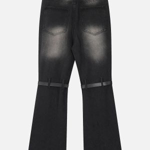 Concert Outfit Lace-Up Ripped Wash Jeans