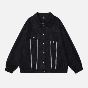 Concert Outfit Lace Washed Faux Leather Jacket