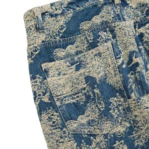 Concert Outfit Landscape Jacquard Straight Jeans