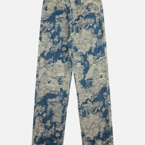 Concert Outfit Landscape Jacquard Straight Jeans