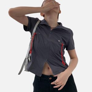 Concert Outfit Lanyard Zipper Tee