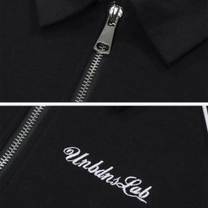 Concert Outfit Lapel Zipper Colorblock Tee