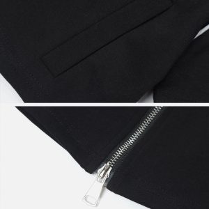 Concert Outfit Lapel Zipper Colorblock Tee