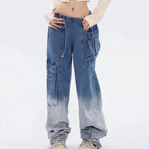 Concert Outfit Large Pocket Gradient Jeans
