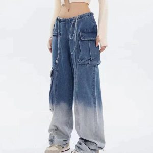 Concert Outfit Large Pocket Gradient Jeans