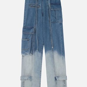 Concert Outfit Large Pocket Gradient Jeans