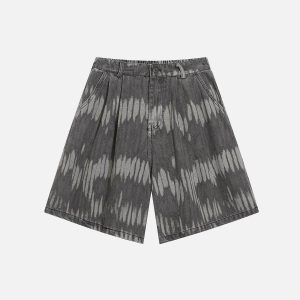 Concert Outfit Leaf Pattern Washed Jorts