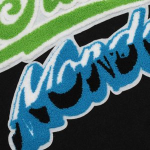 Concert Outfit Leather Patchwork Embroidery Quilted Bomber Jacket