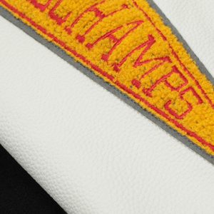 Concert Outfit Leather Patchwork Embroidery Quilted Bomber Jacket