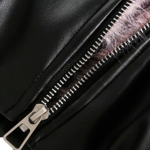 Concert Outfit Leather Pink Fur Hooded Quilted Jacket