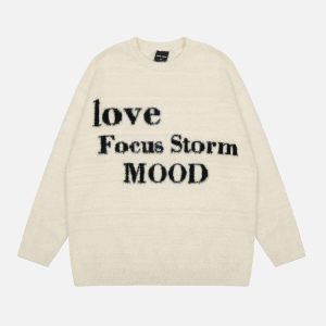 Concert Outfit Leisure Letter Round Neck Sweater