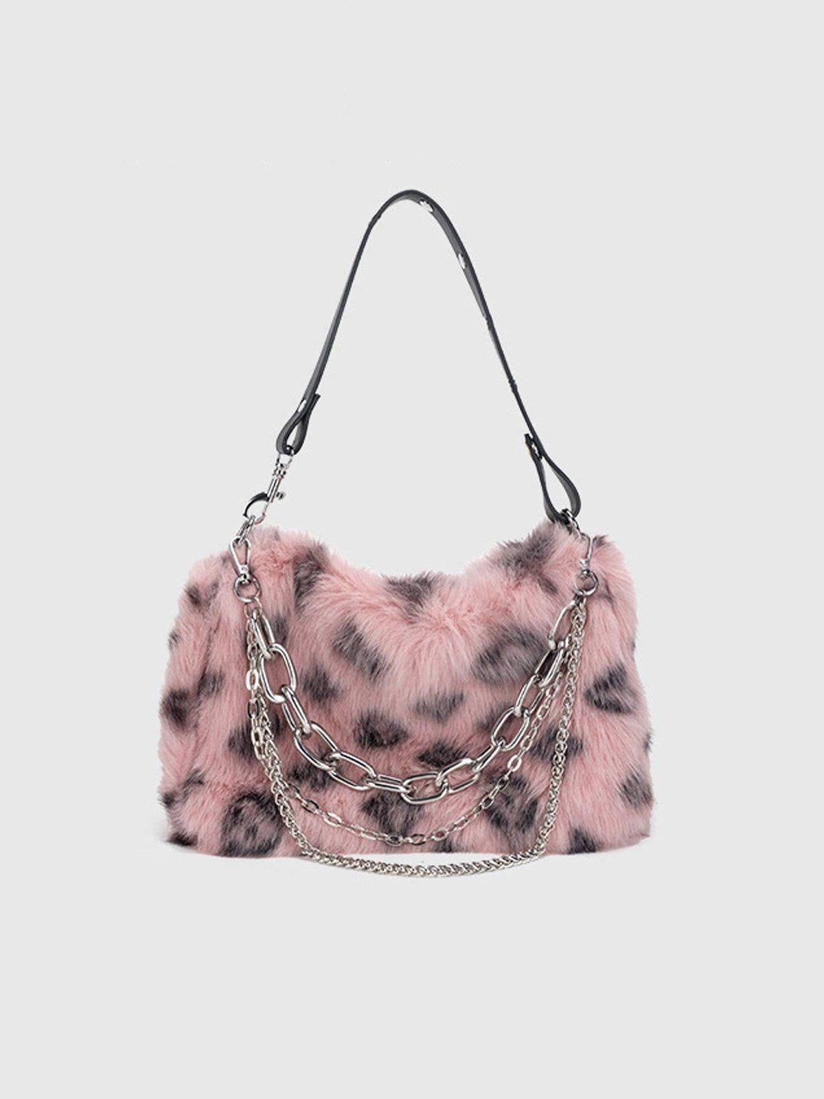 Concert Outfit Leopard Fleece Chain Bag Concert Outfit Leopard Fleece Chain Bag