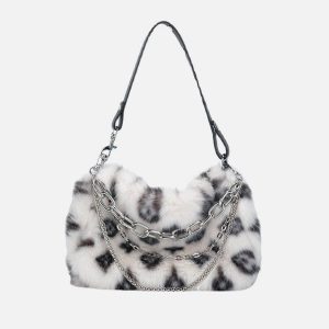 Concert Outfit Leopard Fleece Chain Bag