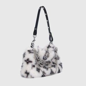 Concert Outfit Leopard Fleece Chain Bag