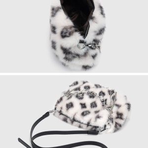 Concert Outfit Leopard Fleece Chain Bag