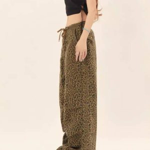 Concert Outfit Leopard Print Drawstring Cargo Pants
