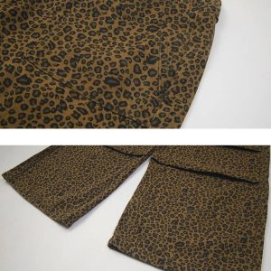 Concert Outfit Leopard Print Drawstring Cargo Pants