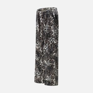 Concert Outfit Leopard Print Pleated Drawstring Pants