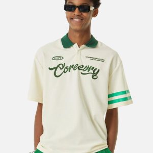 Concert Outfit Letter Embroidered Polo Shirt