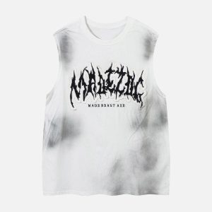 Concert Outfit Letter Patchwork Gradient Tank Top
