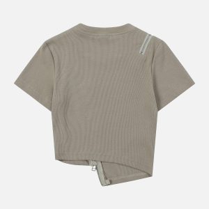 Concert Outfit Letter Printing Zip Tee