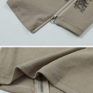 Concert Outfit Letter Printing Zip Tee