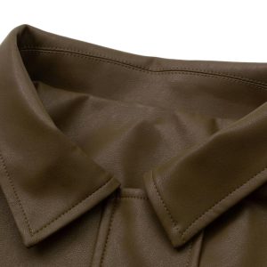 Concert Outfit Lettering Embroidered Leather Bomber Jacket