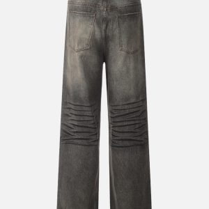 Concert Outfit Line Print Washed Loose Jeans