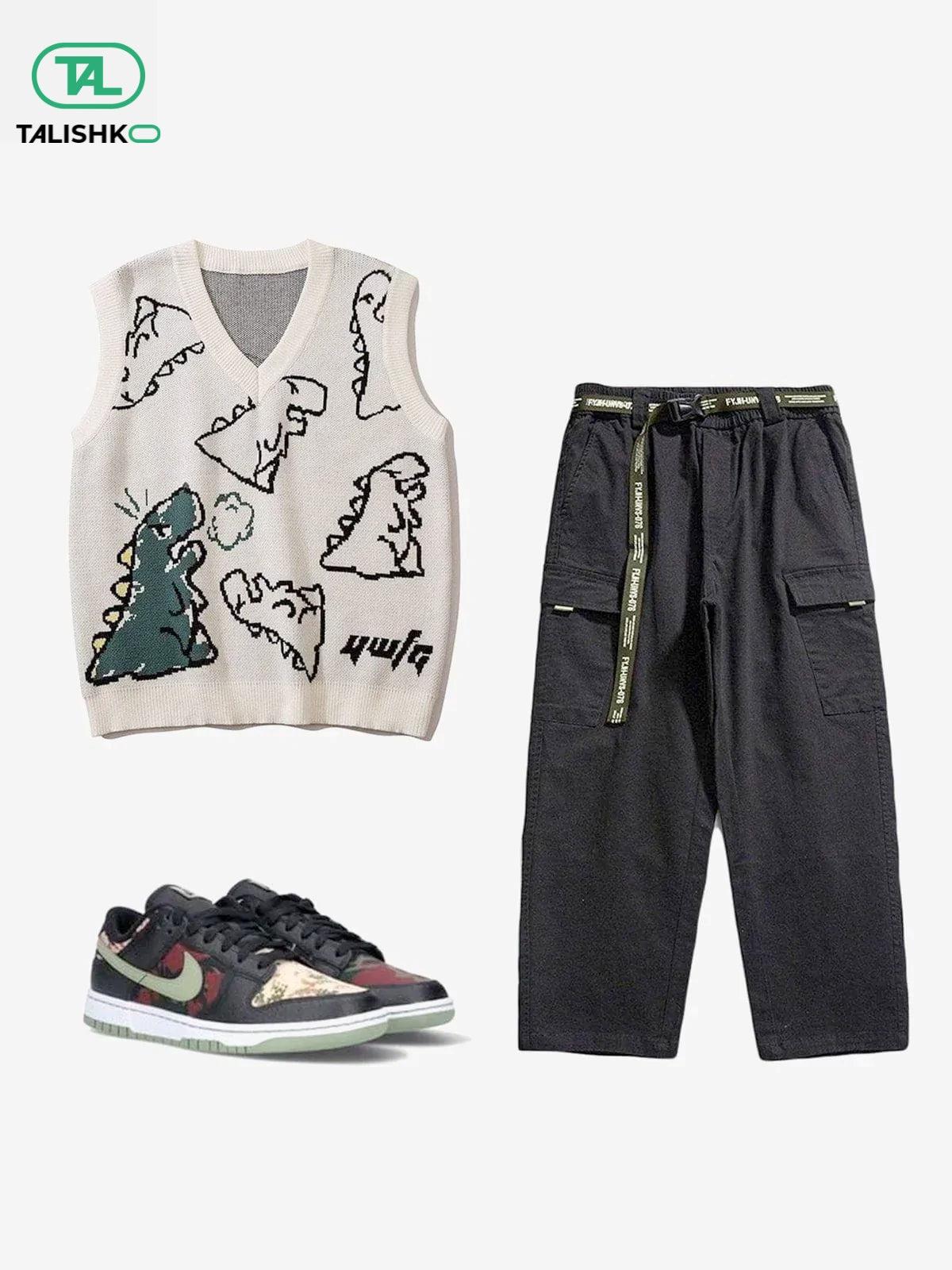 Concert Outfit Little Dinosaur Graphic Sweater Vest Concert Outfit Little Dinosaur Graphic Sweater Vest