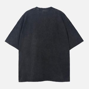 Concert Outfit Loose Retro Ribbed Print Washed T-Shirt