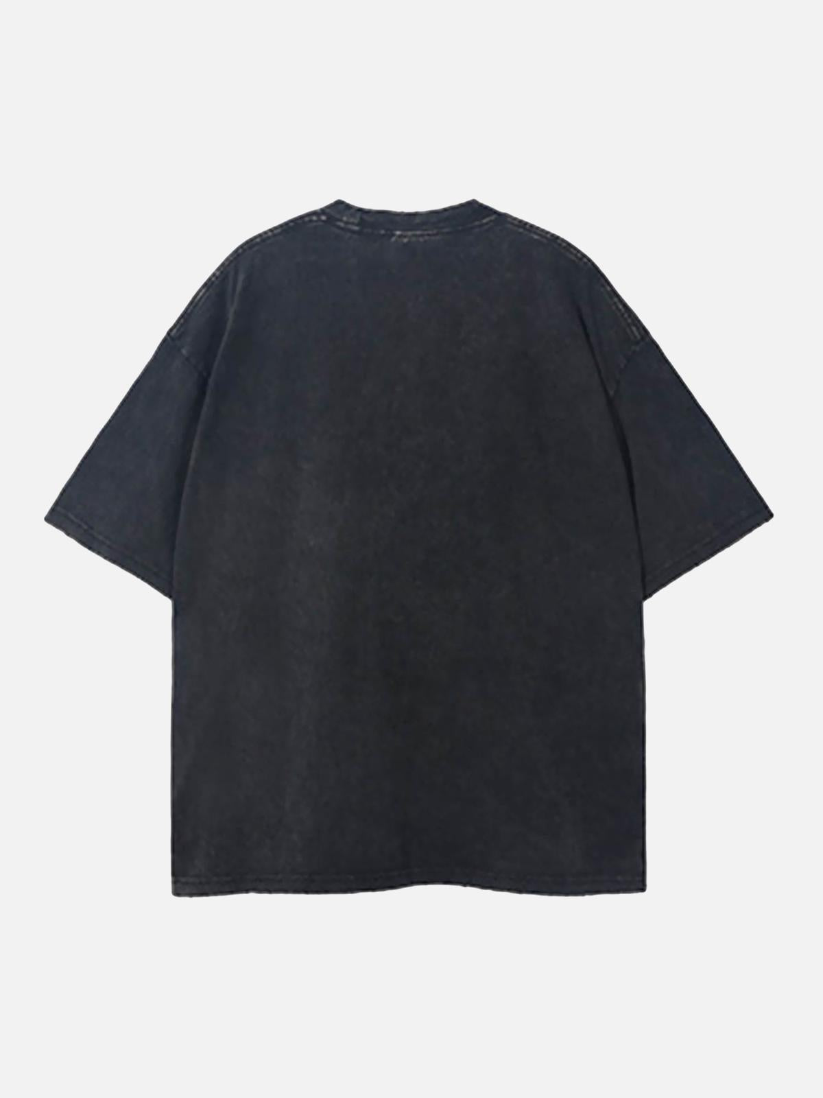 Concert Outfit Loose Retro Ribbed Print Washed T-Shirt Concert Outfit Loose Retro Ribbed Print Washed T-Shirt