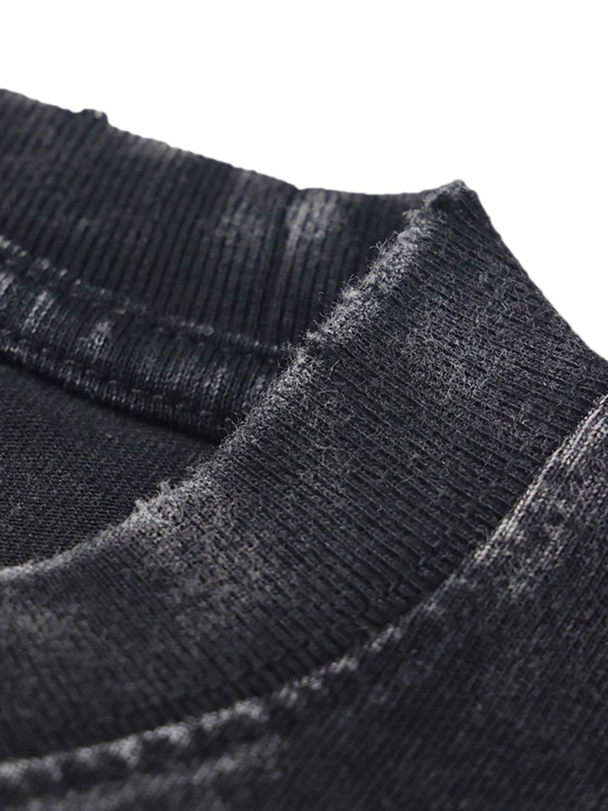 Concert Outfit Loose Retro Ribbed Print Washed T-Shirt Concert Outfit Loose Retro Ribbed Print Washed T-Shirt