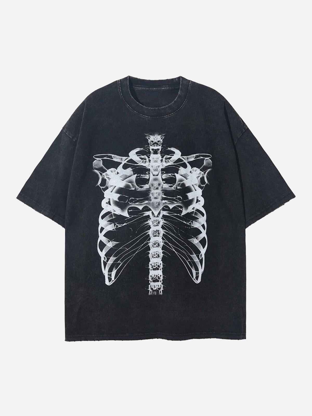 Concert Outfit Loose Retro Ribbed Print Washed T-Shirt Concert Outfit Loose Retro Ribbed Print Washed T-Shirt